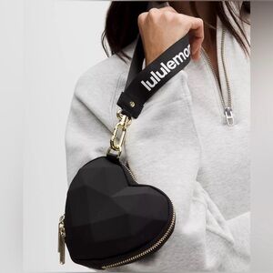 Lululemon Black 3D Heart Wristlet Pouch
